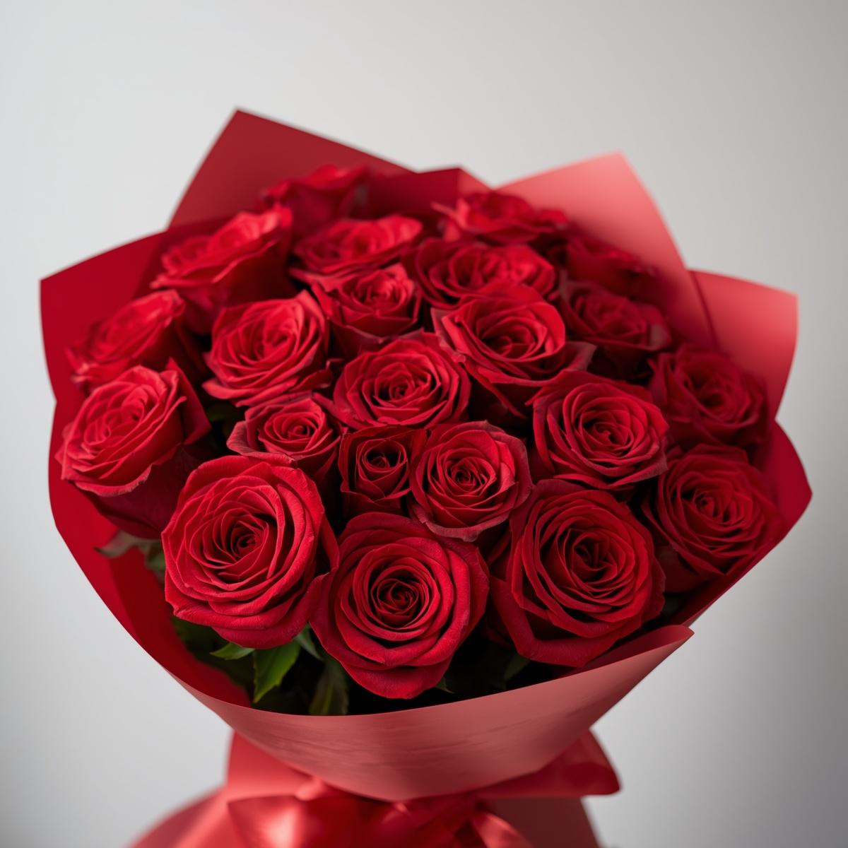 Rose Flower Bouquet – Fresh Red Rose Arrangement Gift (Print-F)