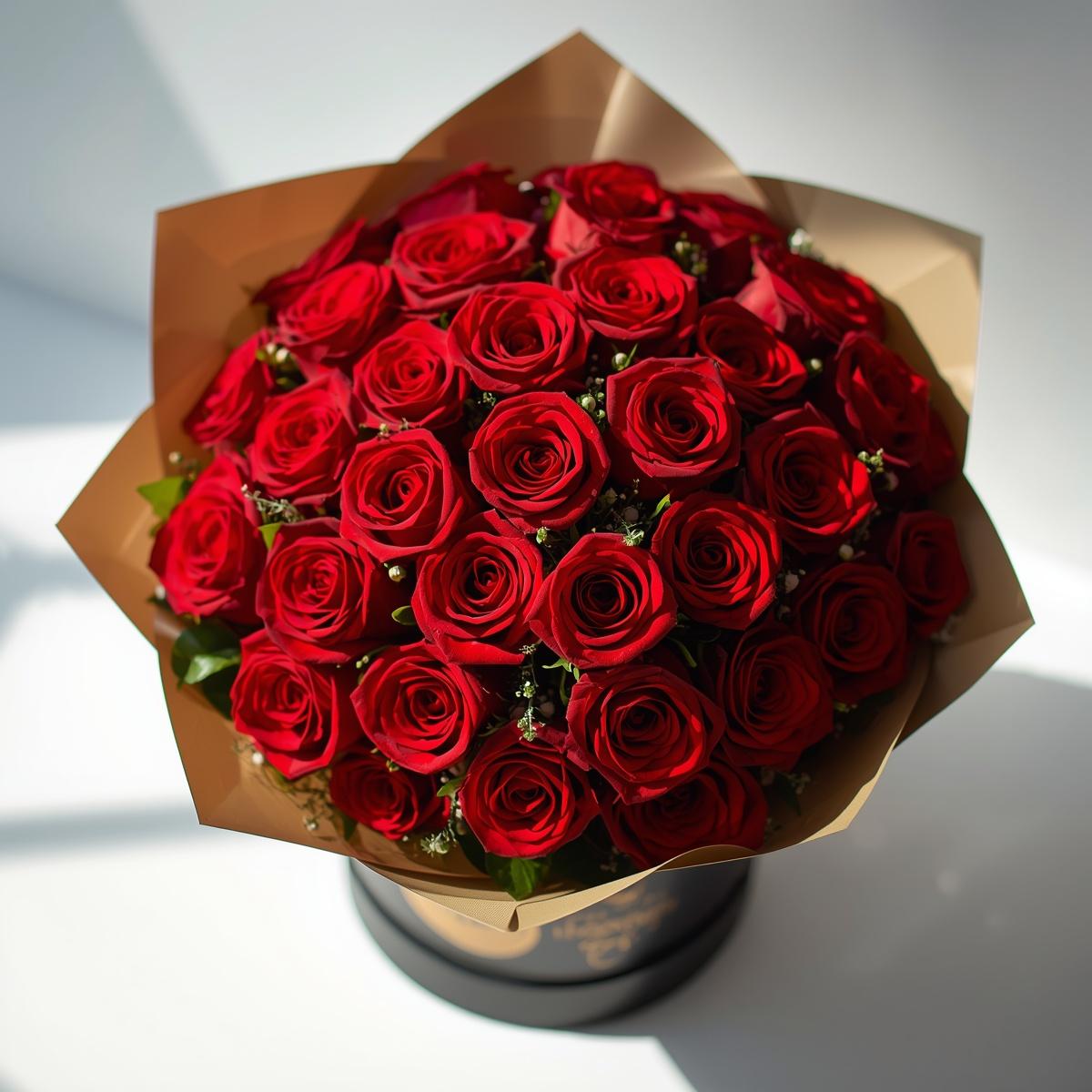 Rose Flower Bouquet – Fresh Red Rose Arrangement Gift (Print-F)