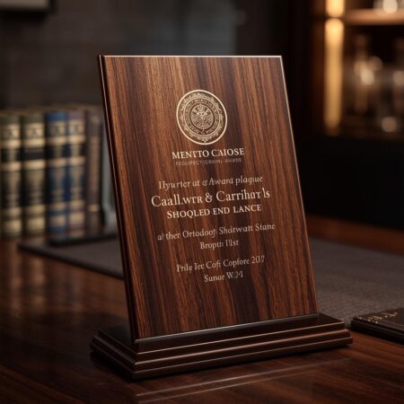 Wooden Memento Award – Customized Engraved Trophy Plaque (Print-F)