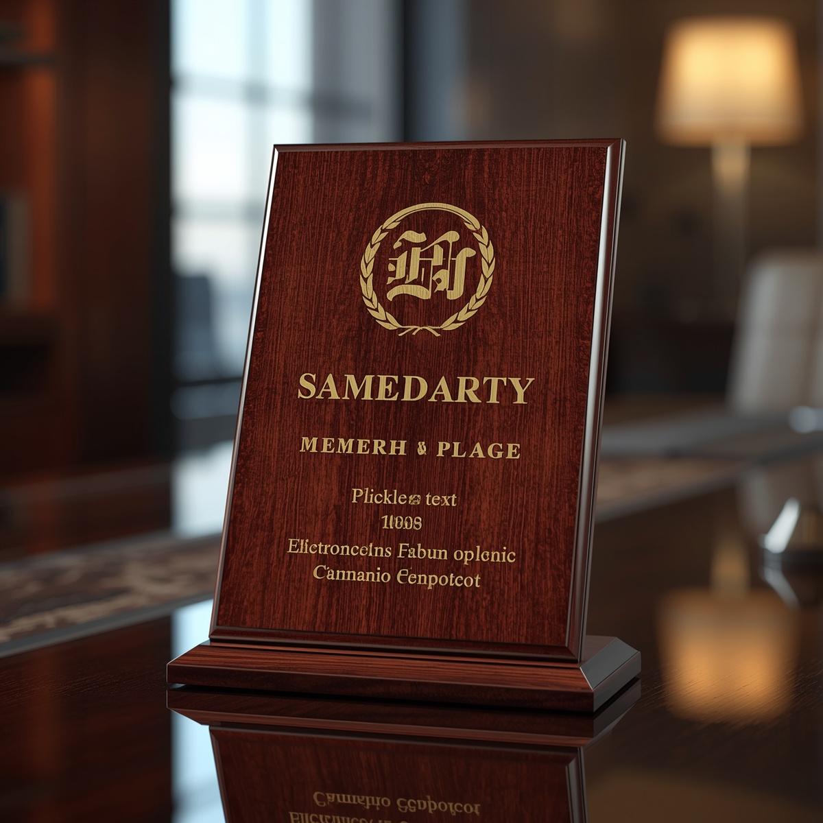 Wooden Memento Award – Customized Engraved Trophy Plaque (Print-F)