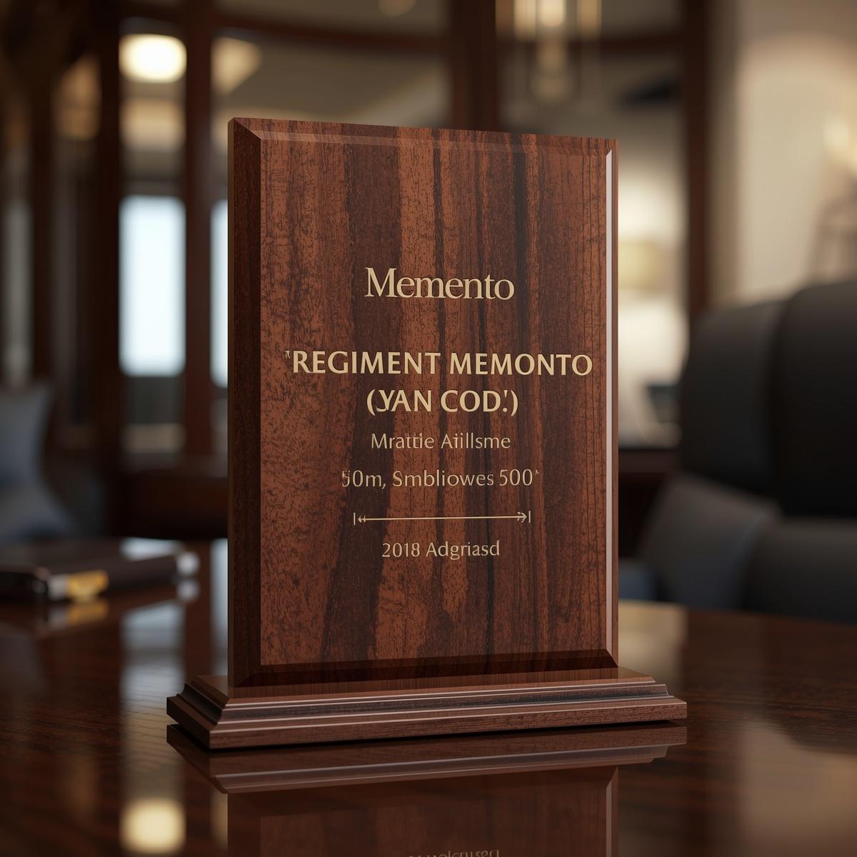 Wooden Memento Award – Customized Engraved Trophy Plaque (Print-F)
