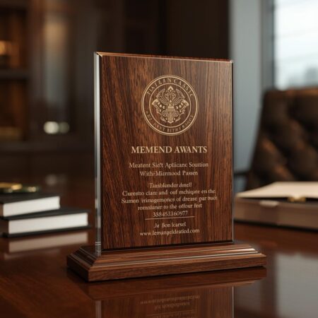 Wooden Memento Award – Customized Engraved Trophy Plaque (Print-F)