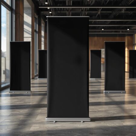 blackout flex banner with stands