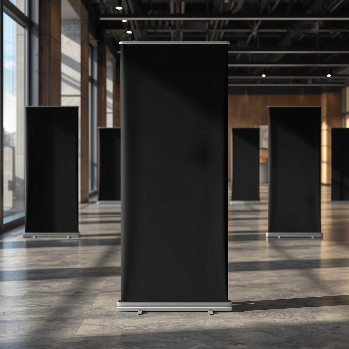blackout flex banner with stands